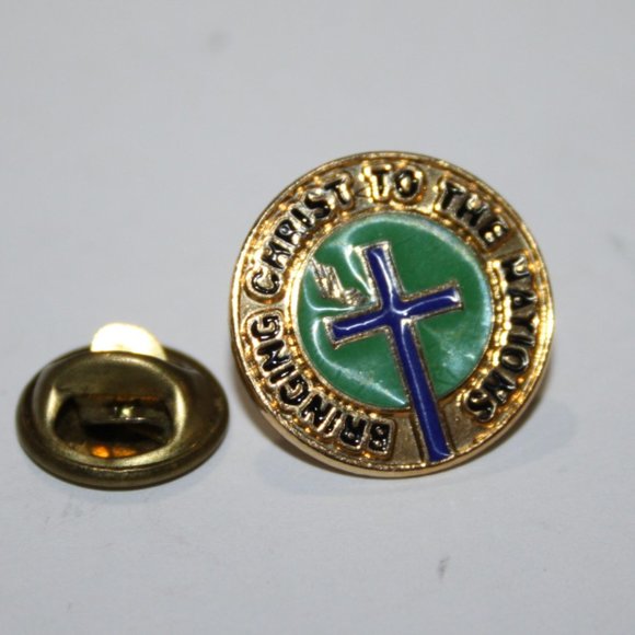 🌍💙 Vintage “Bringing Christ to the Nations” Lapel Pin · .75" 💙🌍 - Picture 1 of 4